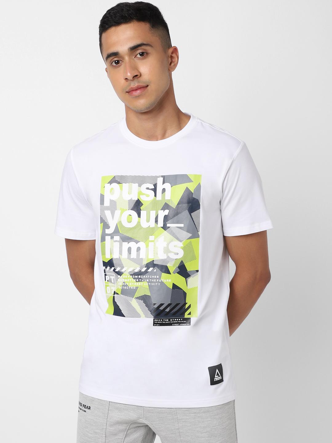 Buy Street Armor by Pantaloons Men White Printed Cotton T-shirt