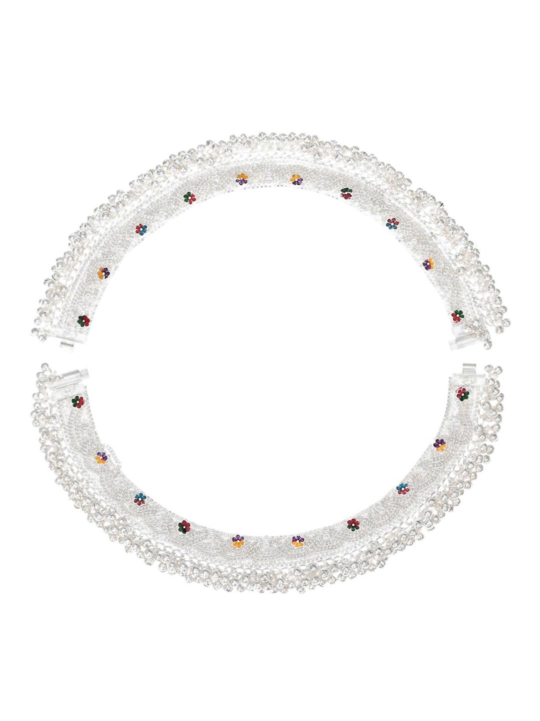 Buy AanyaCentric Women Silver-Plated White Metal Bridal Anklets - Main Image