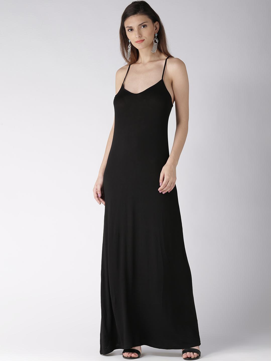 Buy FOREVER 21 Women Black Solid Maxi A-Line Dress - Dresses for Women  1872377 | Myntra