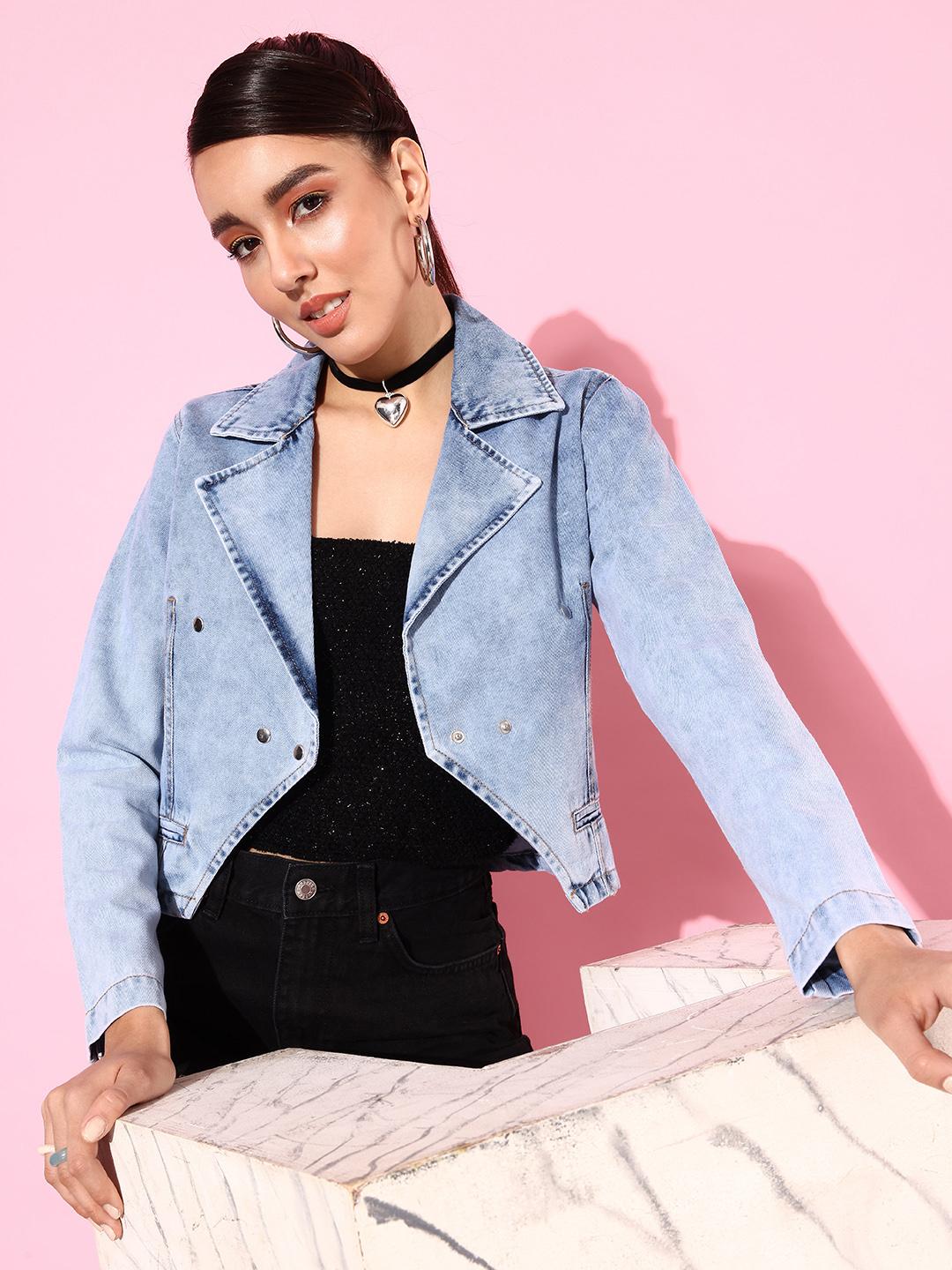 Buy The Roadster Life Pure Cotton Crop Denim Jacket Jackets