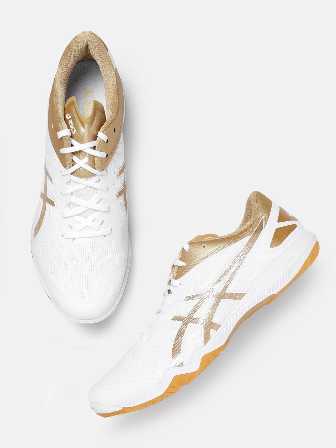 ASICS RISE ホワイト/ゴールド Buy ASICS Unisex White & Gold-Toned Woven Design Attack Dominate