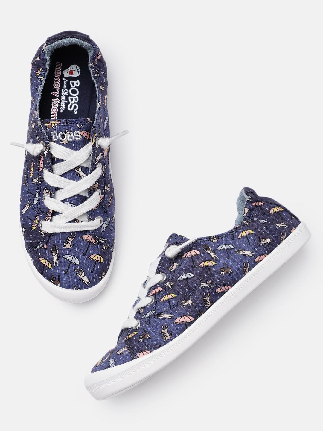 Skechers Women Navy Blue Beach Bingo Puddle Pals Print Regular Sneakers