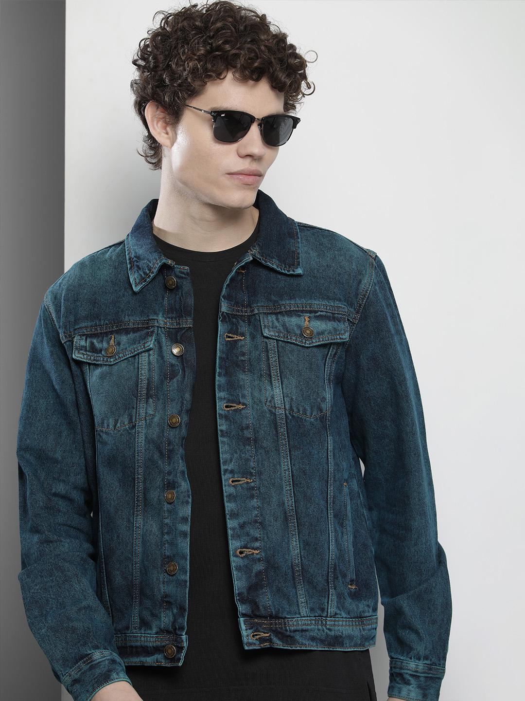 The Indian Garage Co Men Navy Blue Cotton Jacket - Image 1