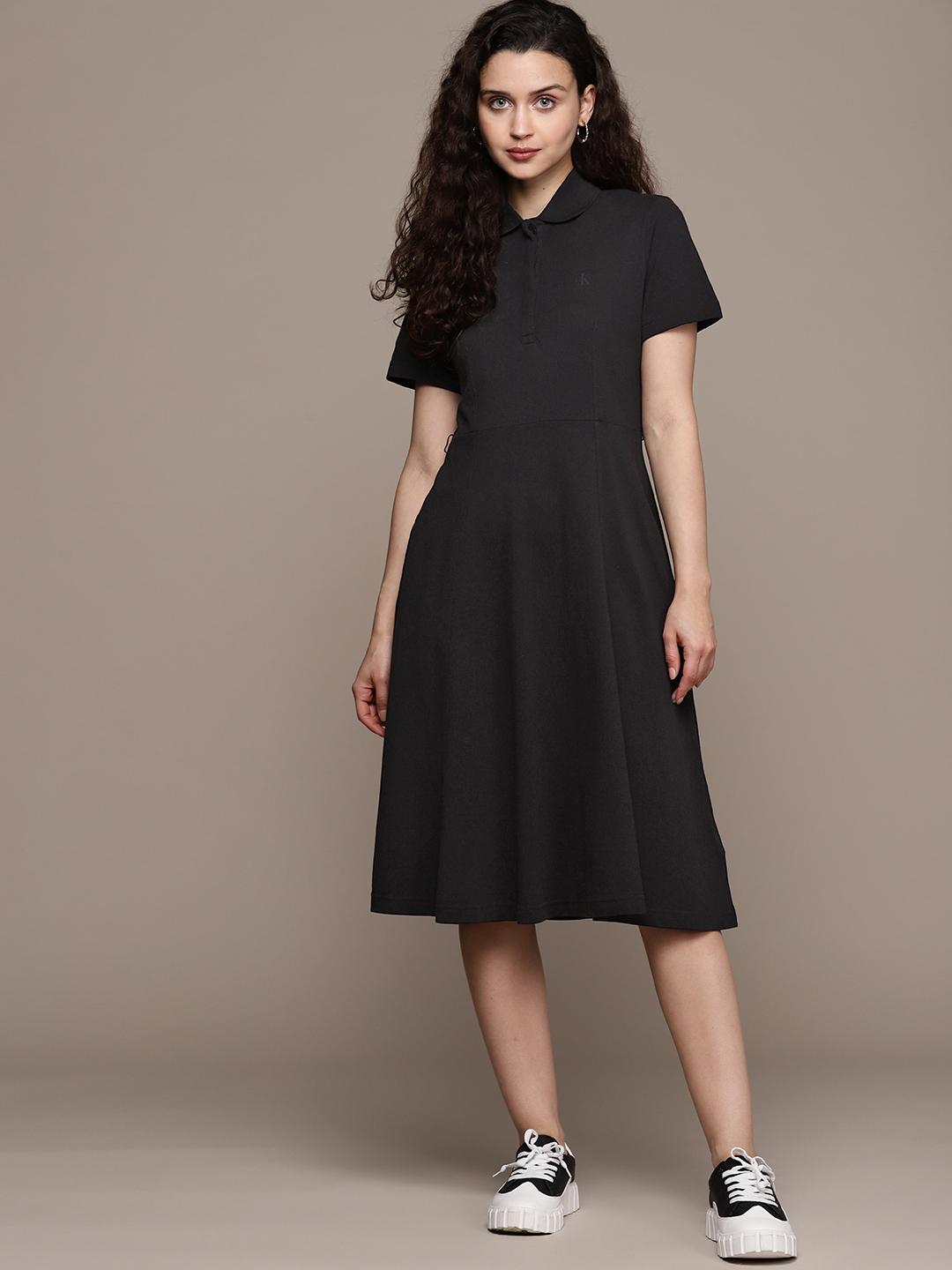 Buy Calvin Klein Jeans Cotton A-Line Midi Dress - Dresses for Women  19009364 | Myntra