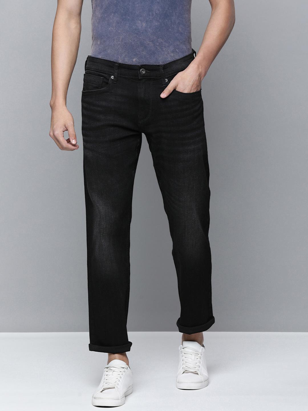 Buy Flying Machine Men Black Slim Straight Fit Mid-Rise Light Fade