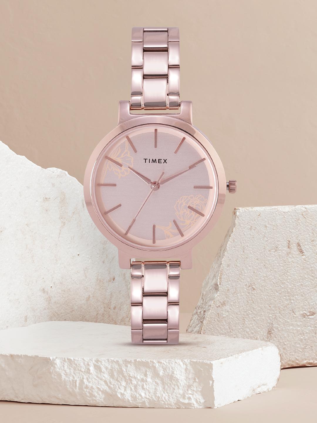 Buy Timex Women Rose Gold-Toned Printed Dial Bracelet Style