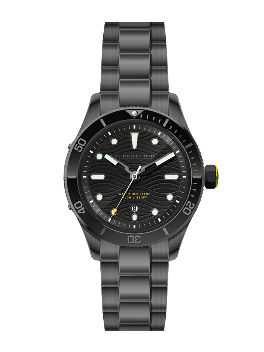 Buy Cerruti 1881 Men Black Dial & Stainless Steel Bracelet Style