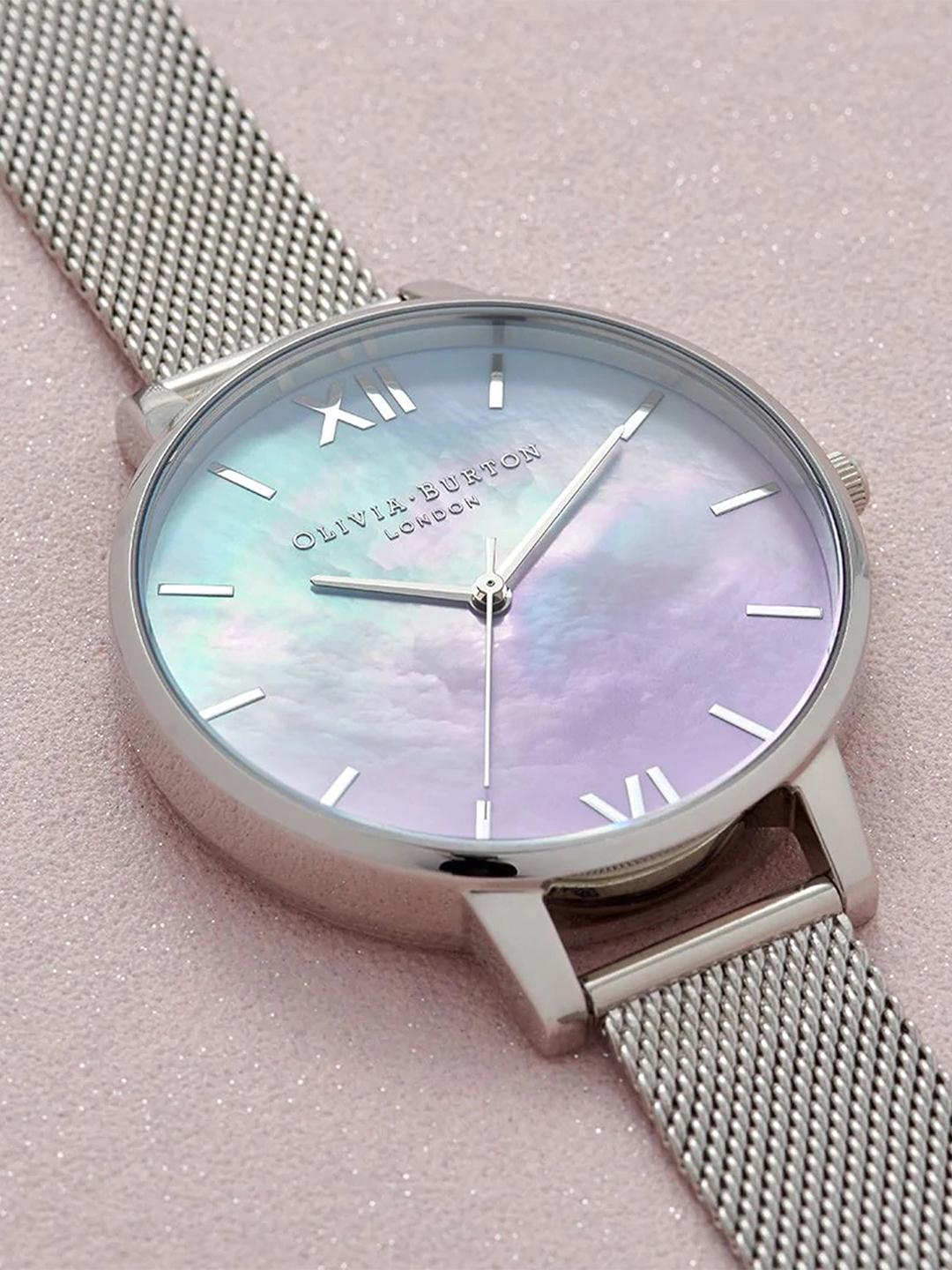 NWT Olivia Burton London Ombre Mother of Pearl Dial Mesh Watch Set OBGSET143 Olivia Burton Ombre Mother Of Pearl Dial Watch With Lilac  main image 3