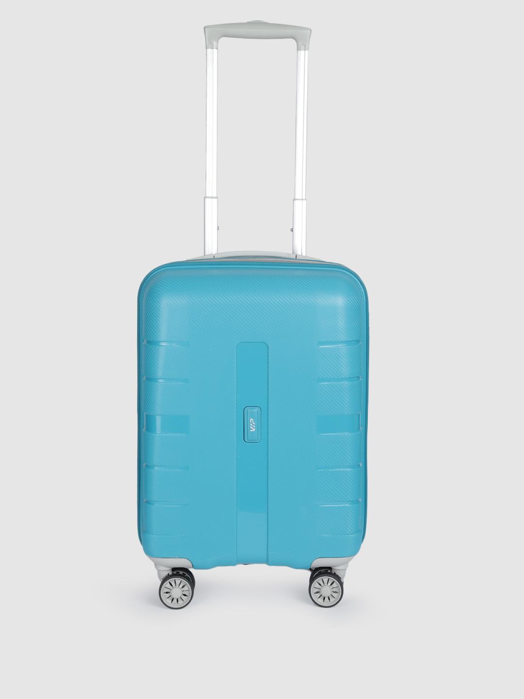 Luggage Bag Vip Fiber Trolley VIP Unisex Teal Blue Textured Hard