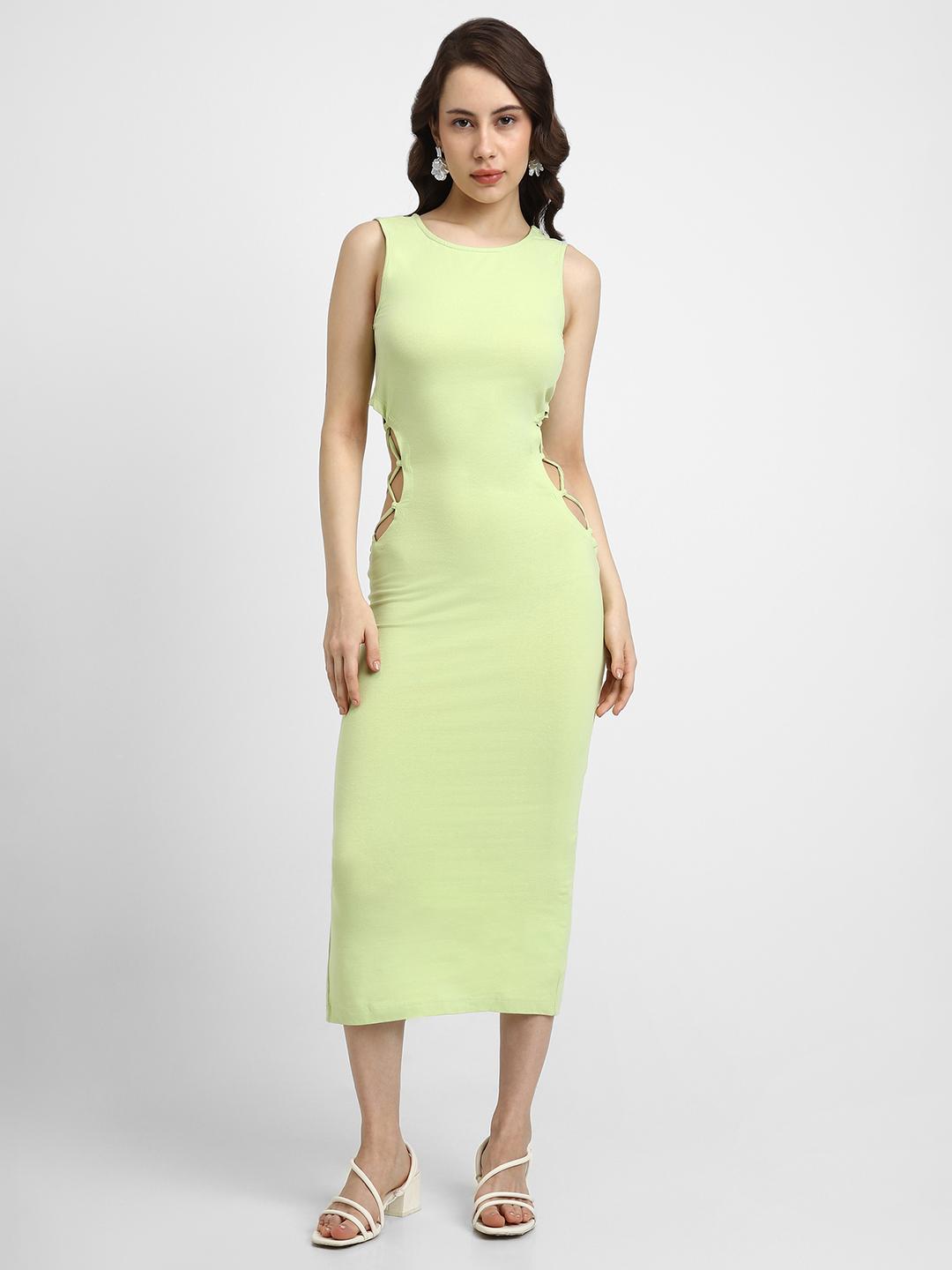 Buy FOREVER 21 Lime Green Cutwork Bodycon Midi Dress - Dresses for Women  19358402 | Myntra