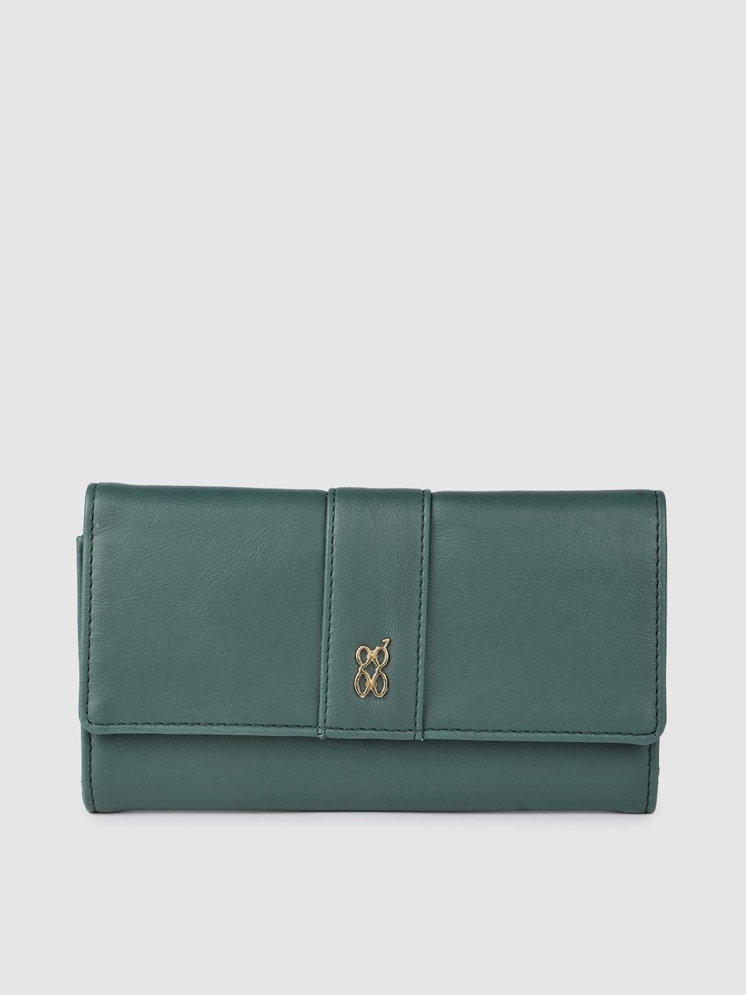 Buy Baggit Women Teal Green Solid Three Fold Wallet Wallets for