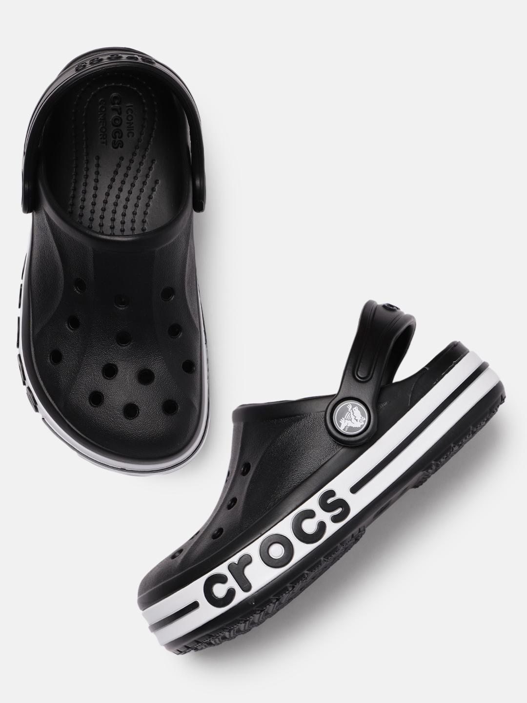 Buy Crocs Unisex Kids Black Solid Bayaband Clogs With Back Strap
