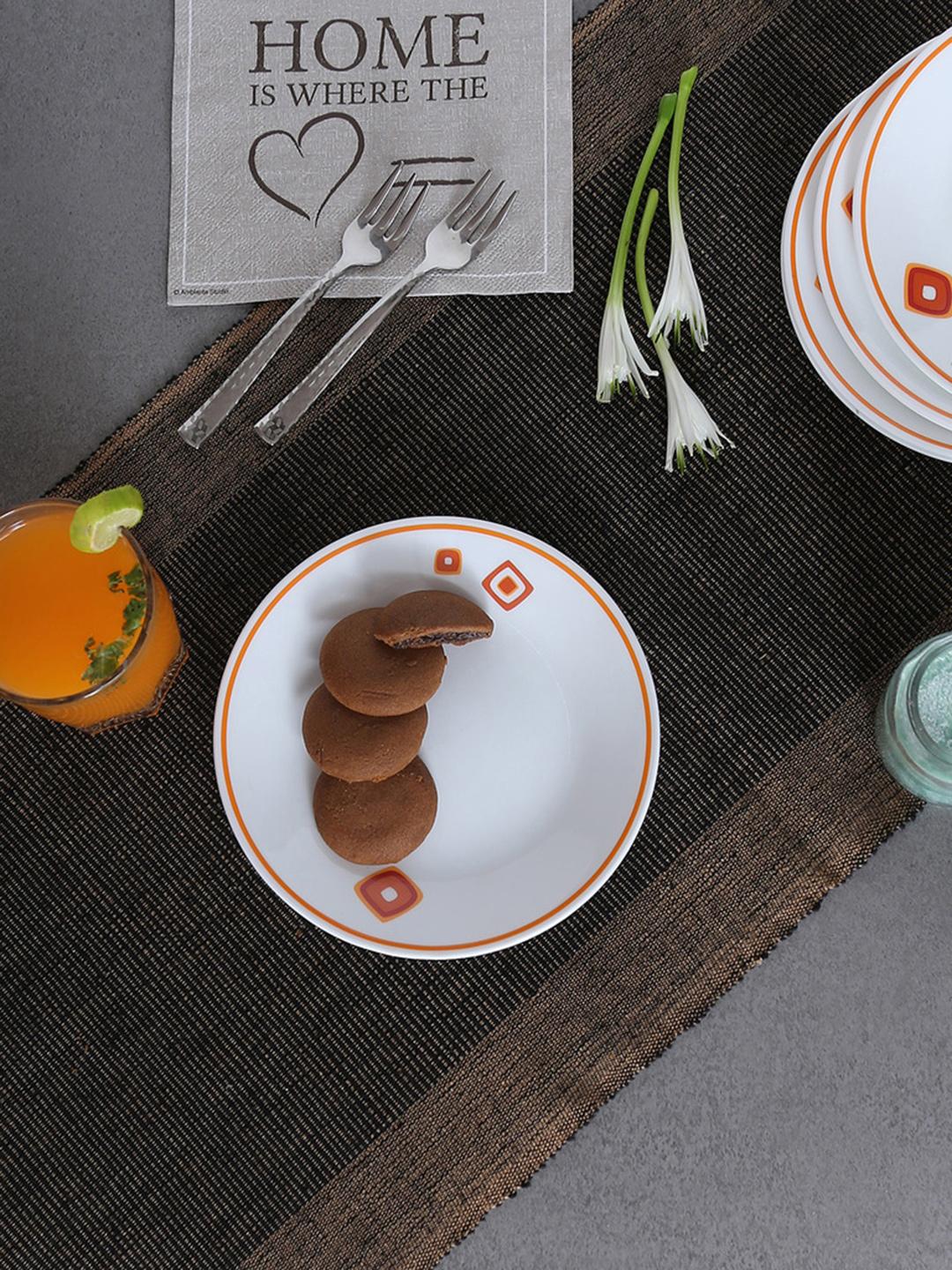 Buy Corelle India Collection Bandhani White Orange Set of