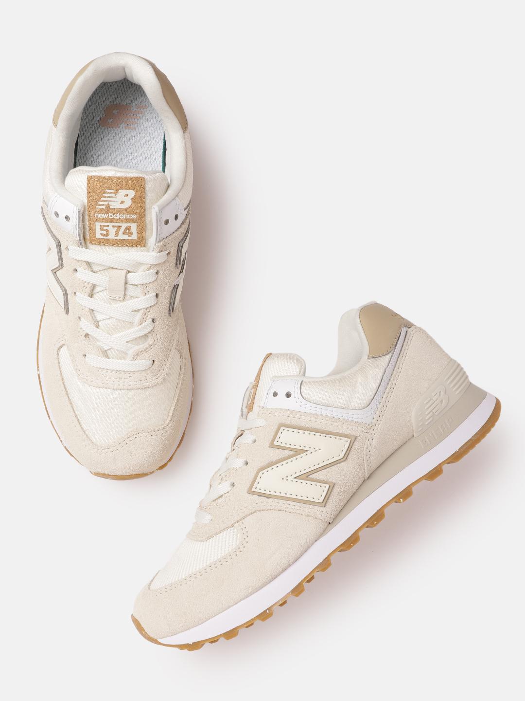 Buy New Balance Women Cream-Coloured & Off-White Colourblocked 574
