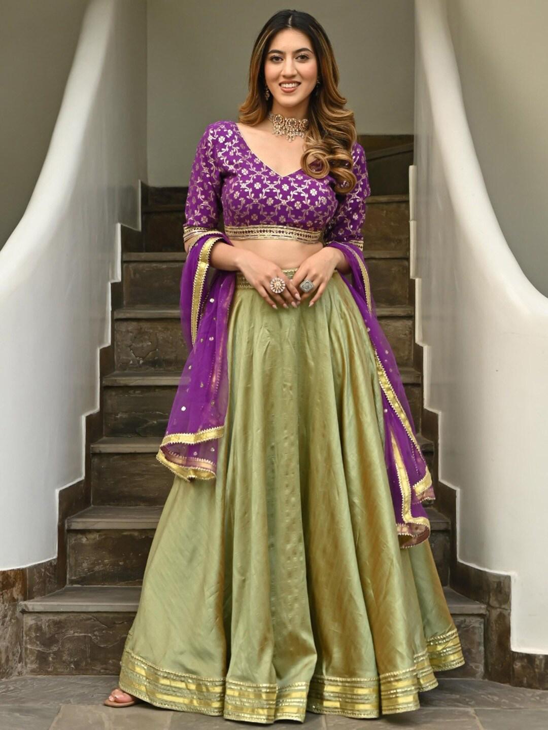 Buy Lavanya The Label Women Green & Purple Ready to Wear Lehenga & Blouse  With Dupatta - Lehenga Choli for Women 19472634 | Myntra