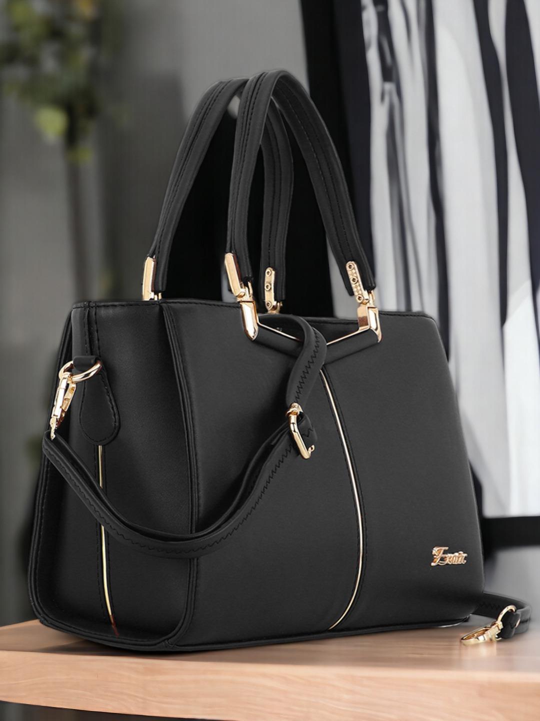 Exotic Black PU Structured Handheld Bag