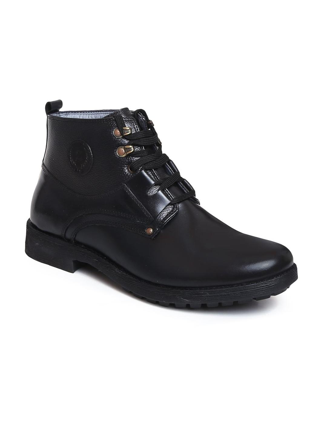 Buy Zoom Shoes Men Black Solid Leather Boots Boots for Men