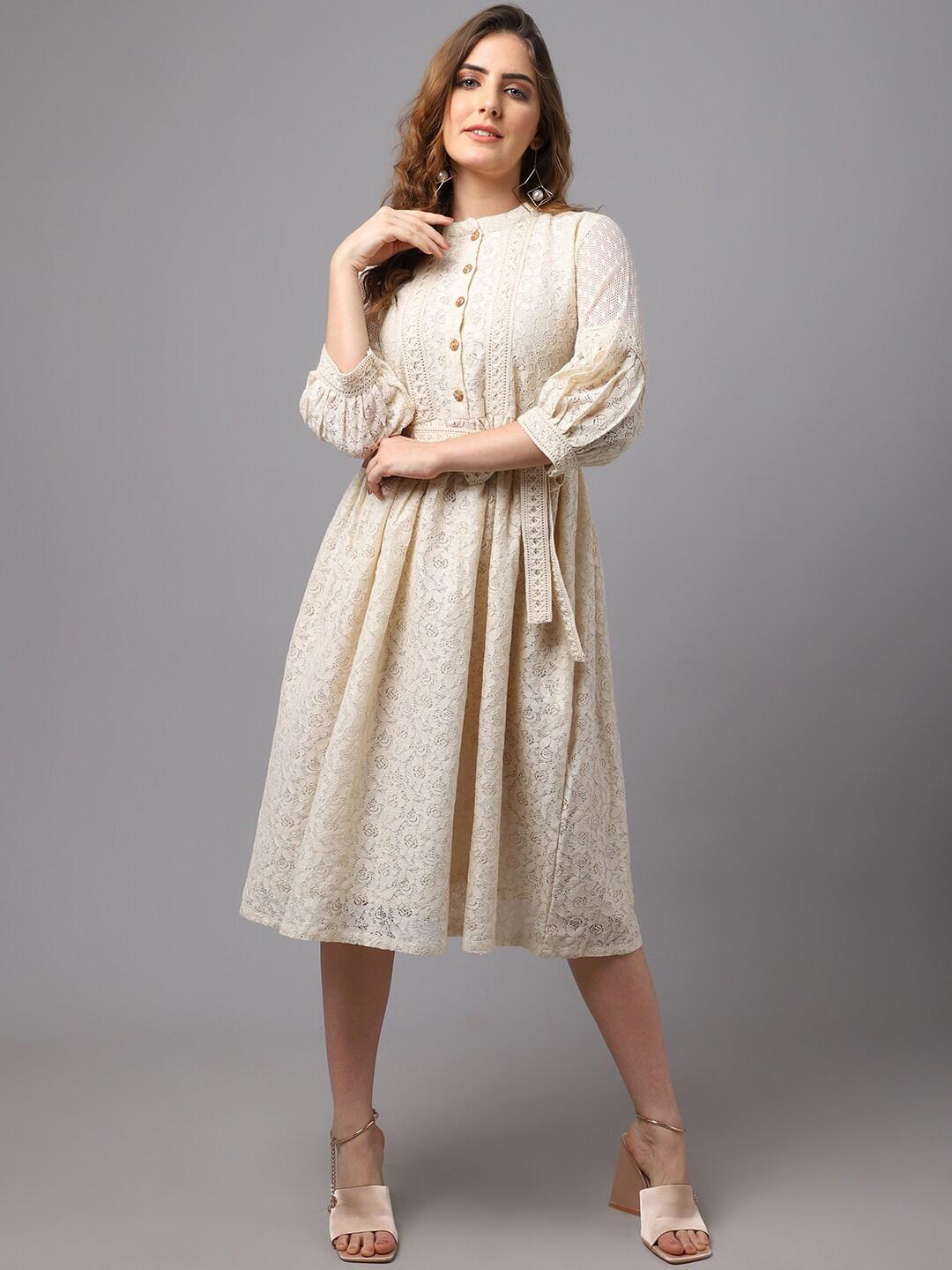 Buy Tulsattva Off White Midi Dress - Dresses for Women 19628870