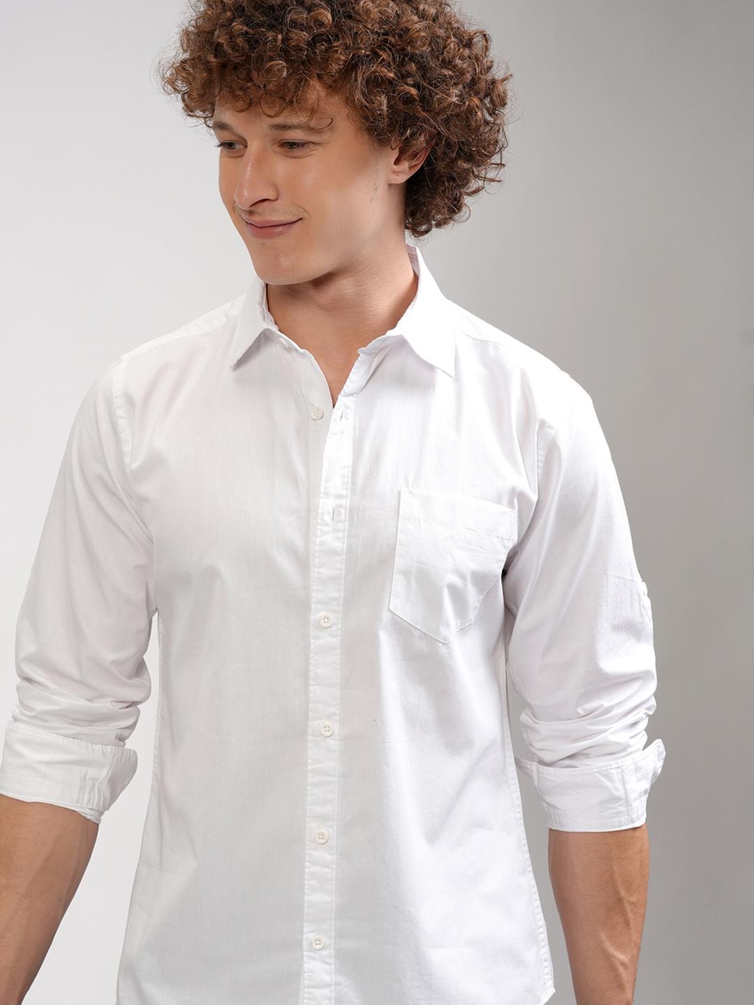 HIGHLANDER Men White Slim Fit Casual Shirt - Image 1