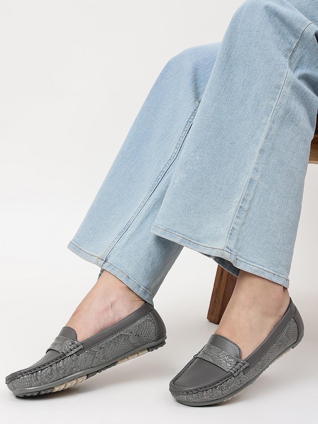 Buy Marc Loire Women Grey PU Loafers Casual Shoes for Women