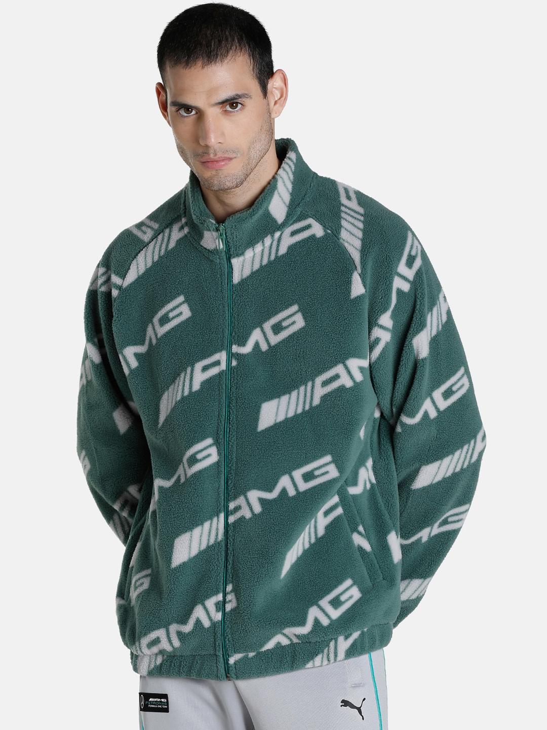 PUMA Men Green Mercedes-AMG Petronas Motorsport F1 Fleece Sporty Jacket