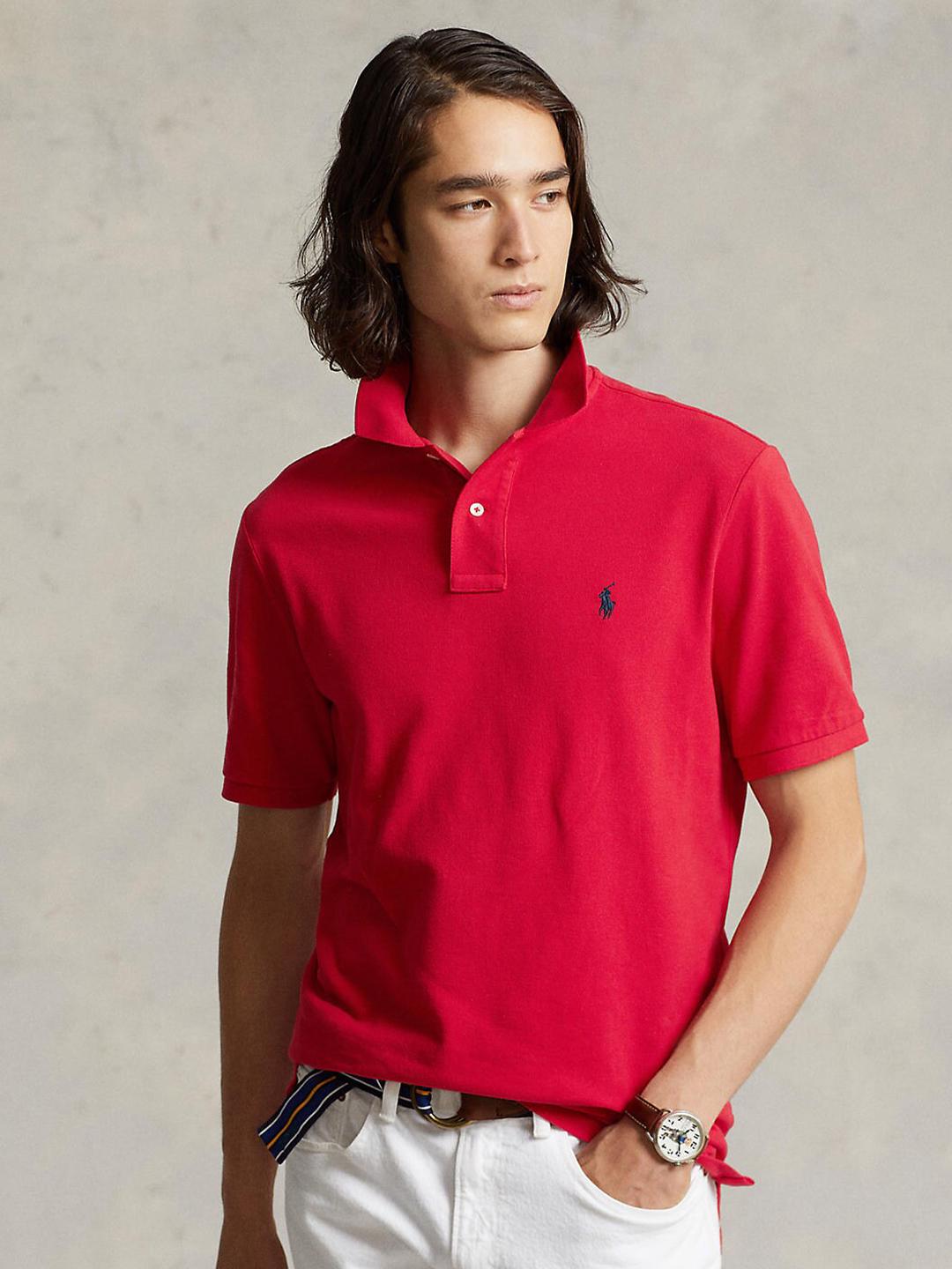 Buy Polo Ralph Lauren Men Red Solid Cotton T-shirts - Tshirts for