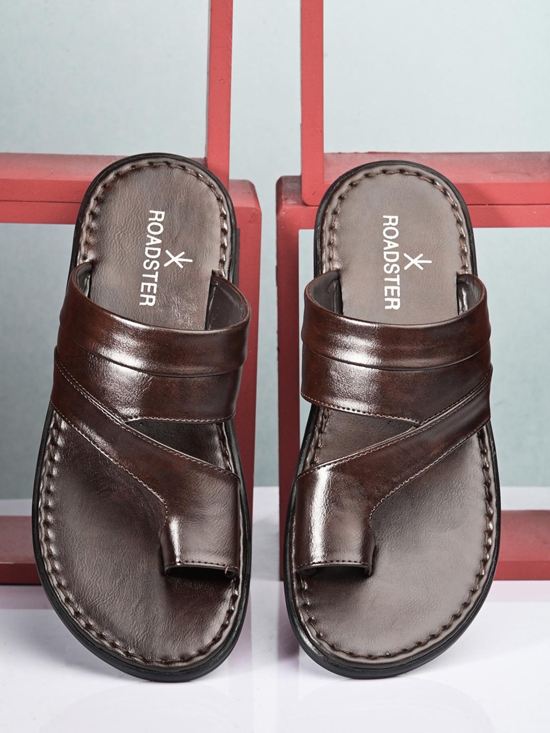 Buy Roadster Men Brown Faux Leather Casual Slippers Flip Flops