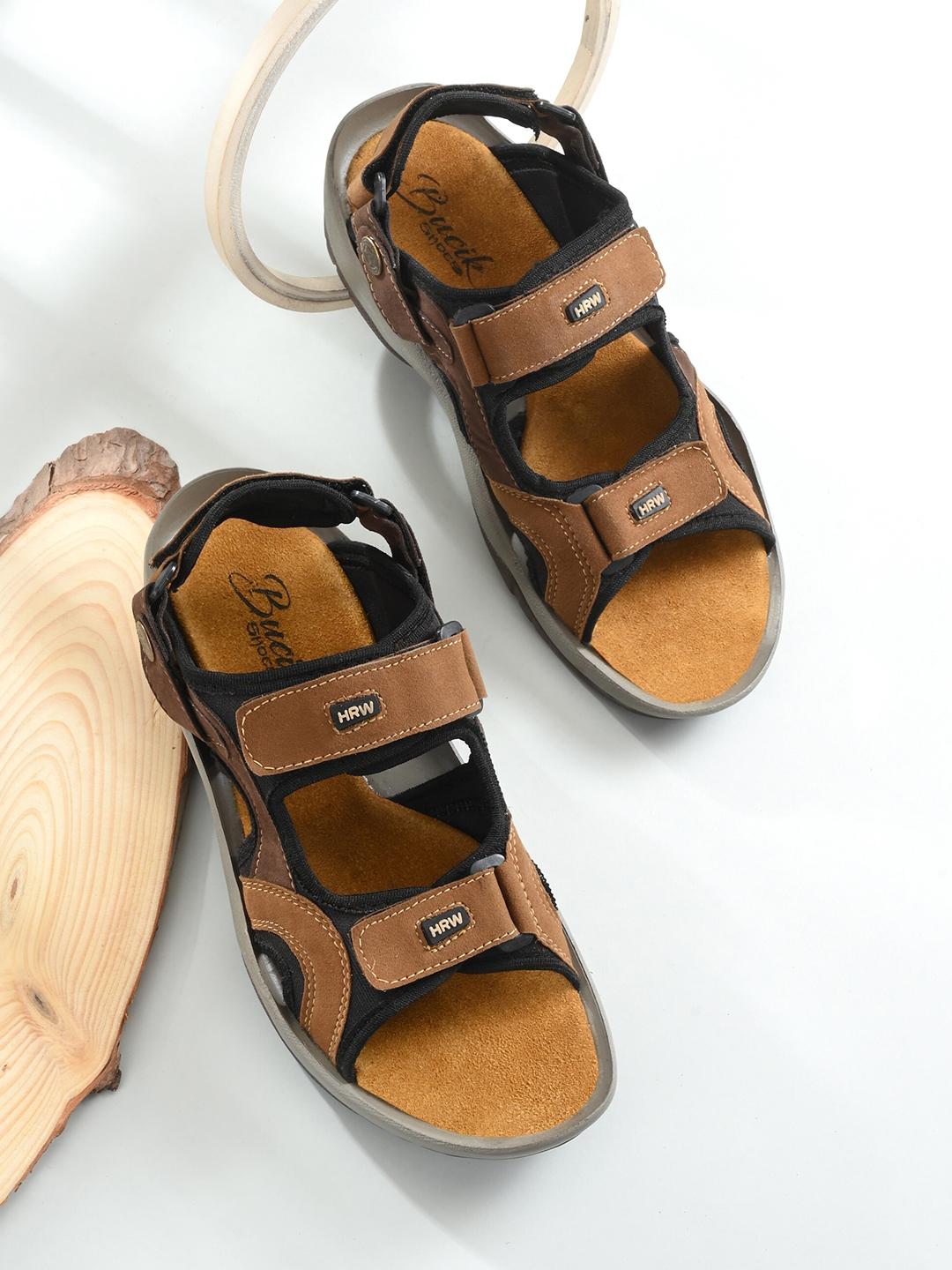 BUCIK Men Brown & White Leather Sandals - Image 1