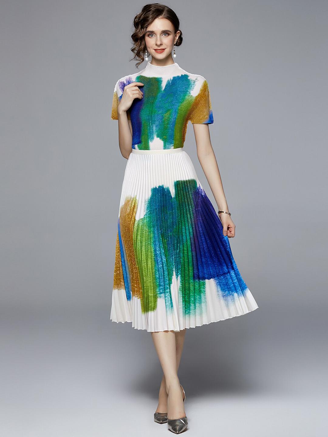 Buy JC Collection Women White & Blue Printed Co-ords - Myntra