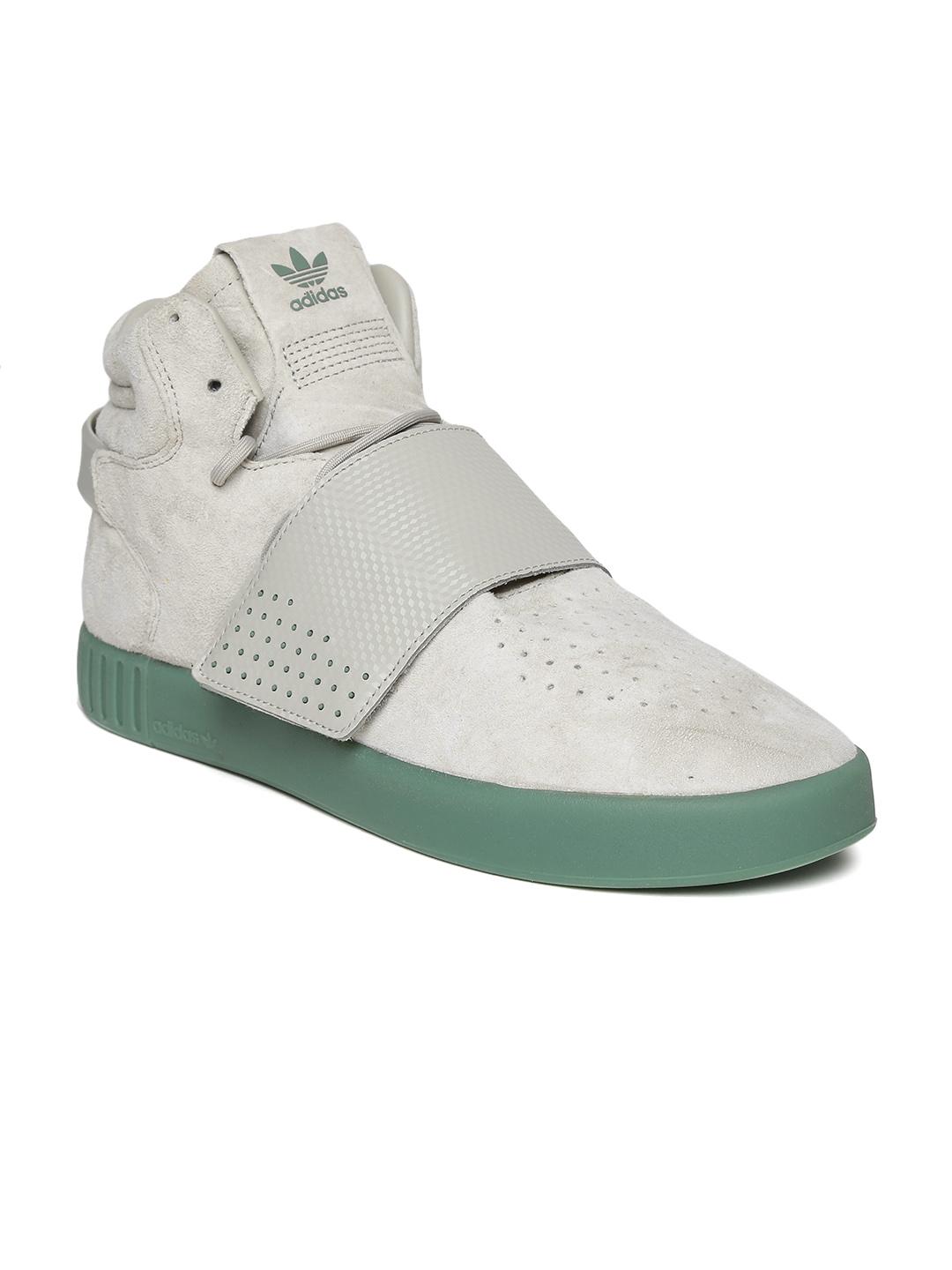 Buy ADIDAS Originals Men Grey Tubular Invader Perforated Leather
