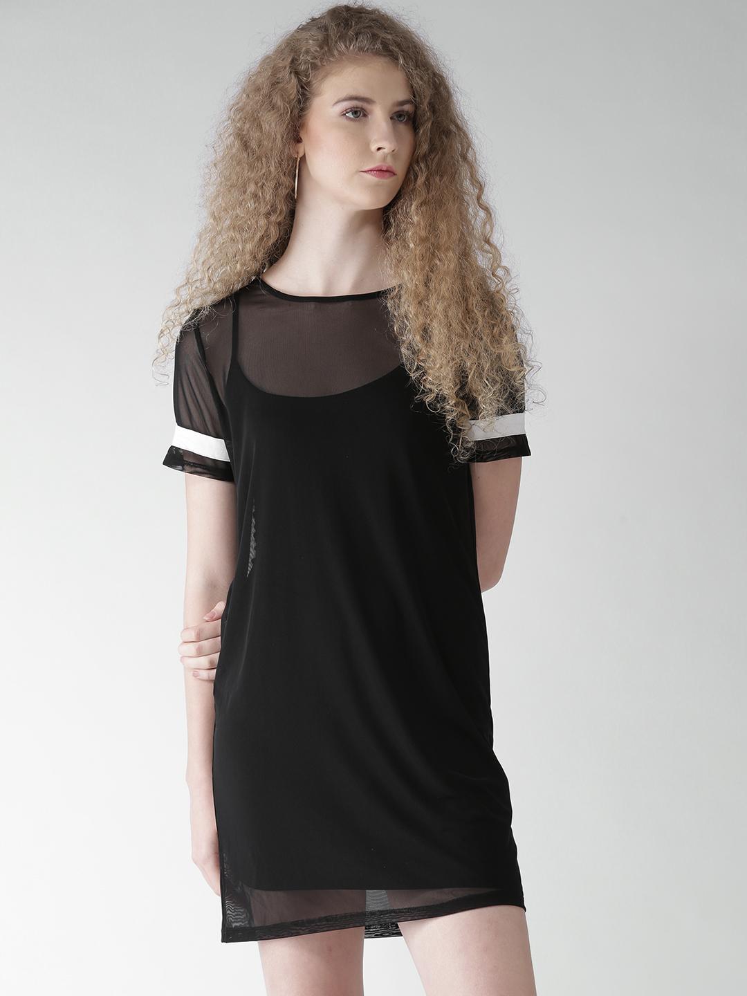 forever 21 black mesh dress Mesh Panel Mini Dress BLACK/NUDE / M