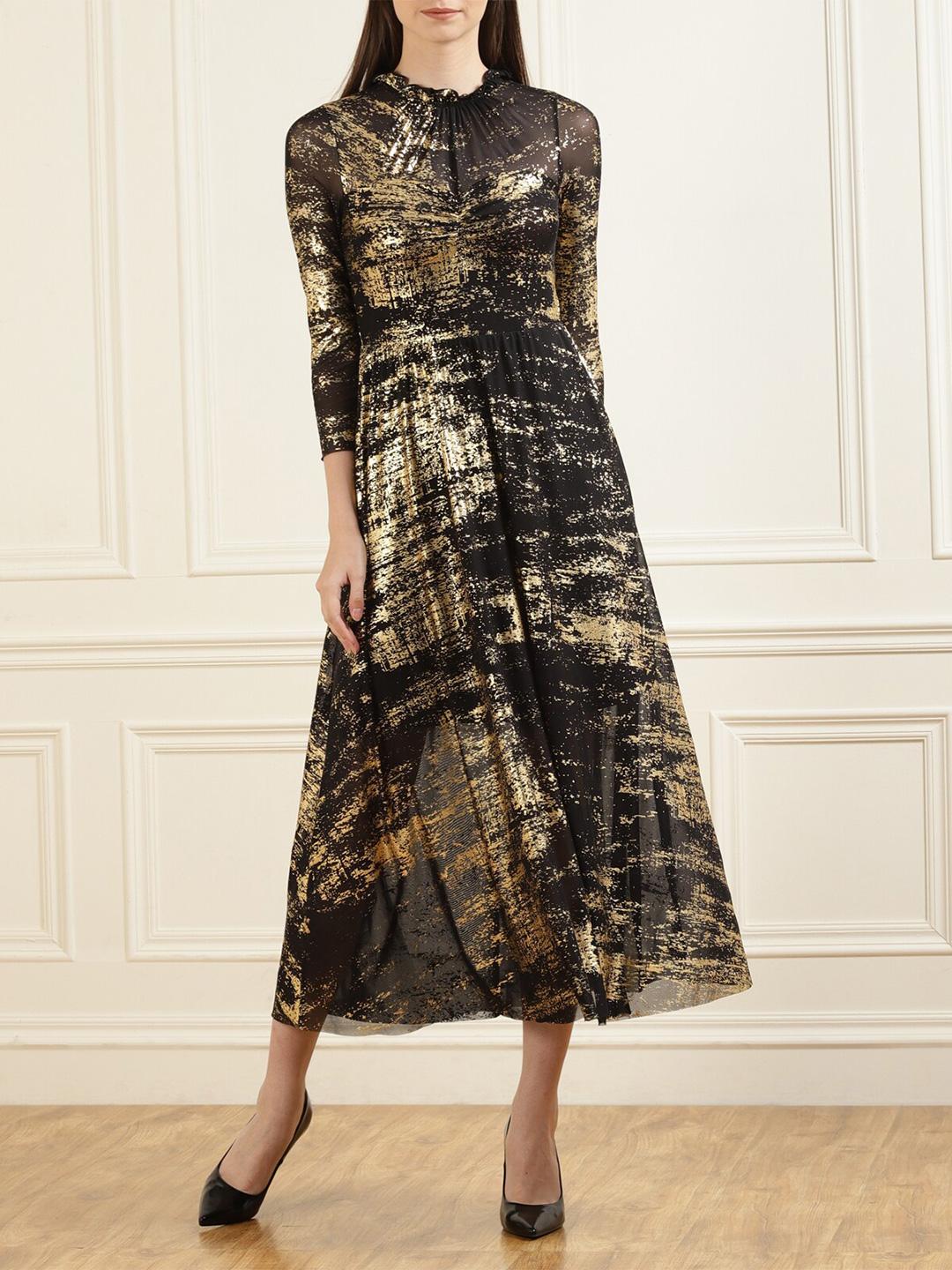 ted baker black gold dress Ted Baker Valiree Satin Maxi Dress With Draped Neckline, Yellow