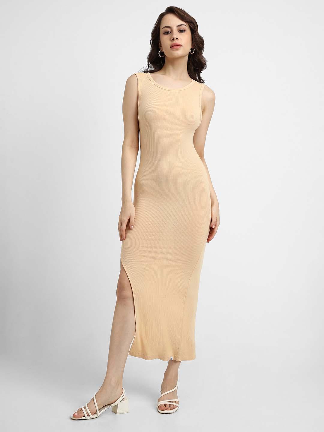 knee length dresses for ladies Beige True Form Midi Dress main image 0