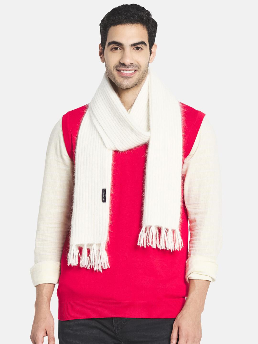 Buy Monte Carlo Men White Solid Angoora Muffler - Mufflers for Men