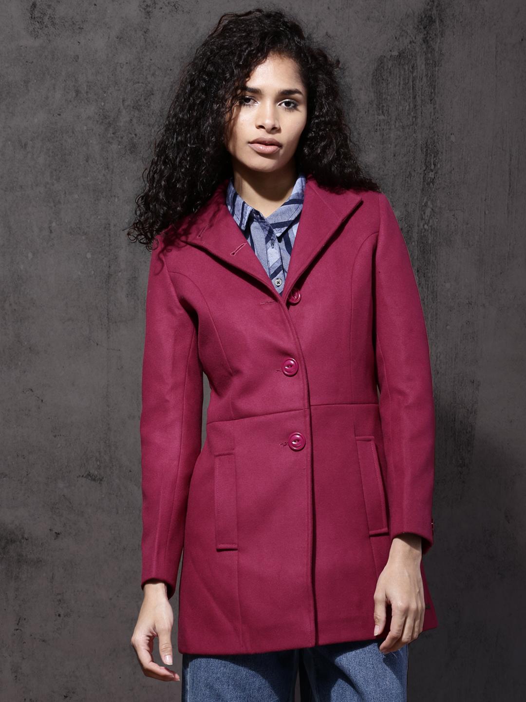 Buy Roadster Magenta Coat Coats for Women 2004571 Myntra