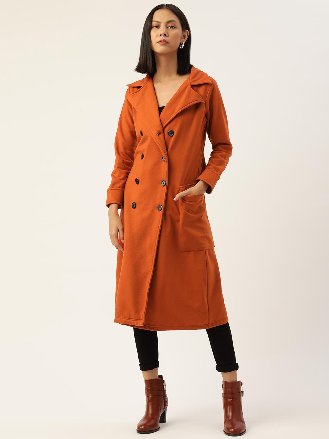 Buy Alsace Lorraine Paris Women Rust Orange Solid Longline Double