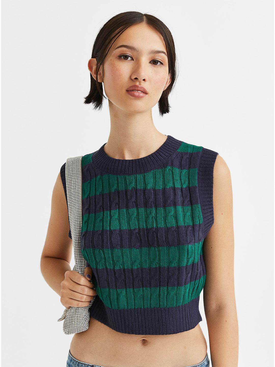 トップス Layered Jacquard Sleeveless Knit Tops b9032b71-ec27-4848-a221-