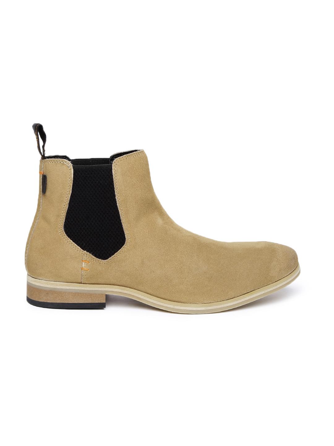 Buy Superdry Men Tan Brown Solid Suede High-Top METEOR Chelsea