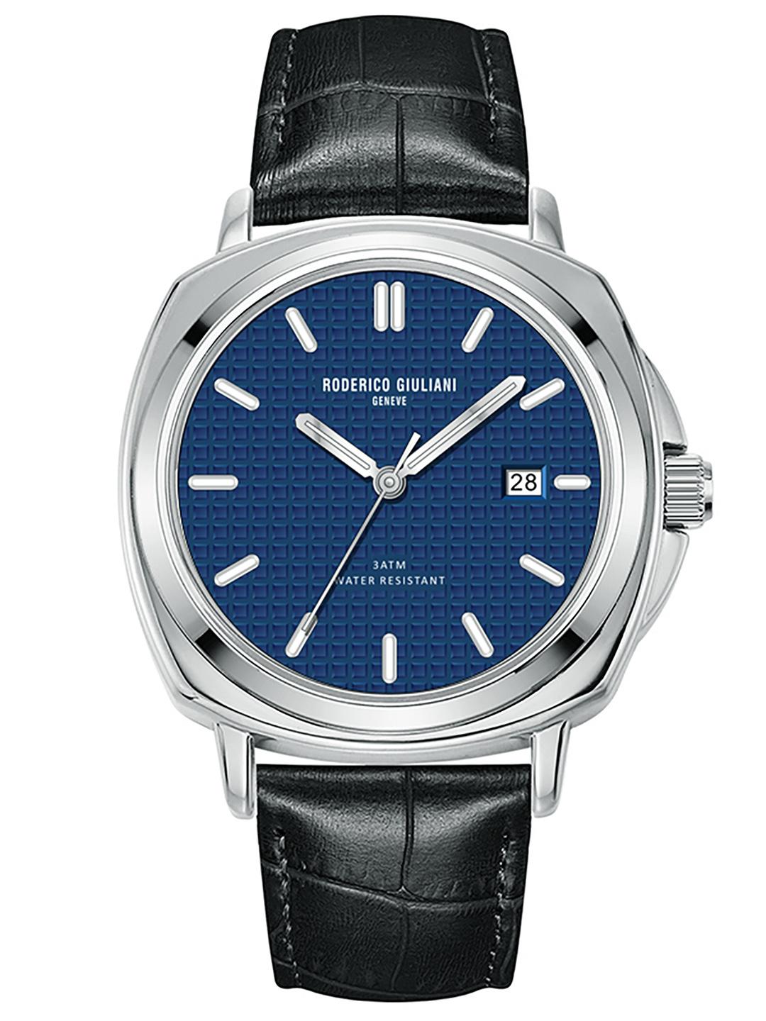 RODERICO GIULIANI Men Blue Dial Black Leather Watch - Image 1