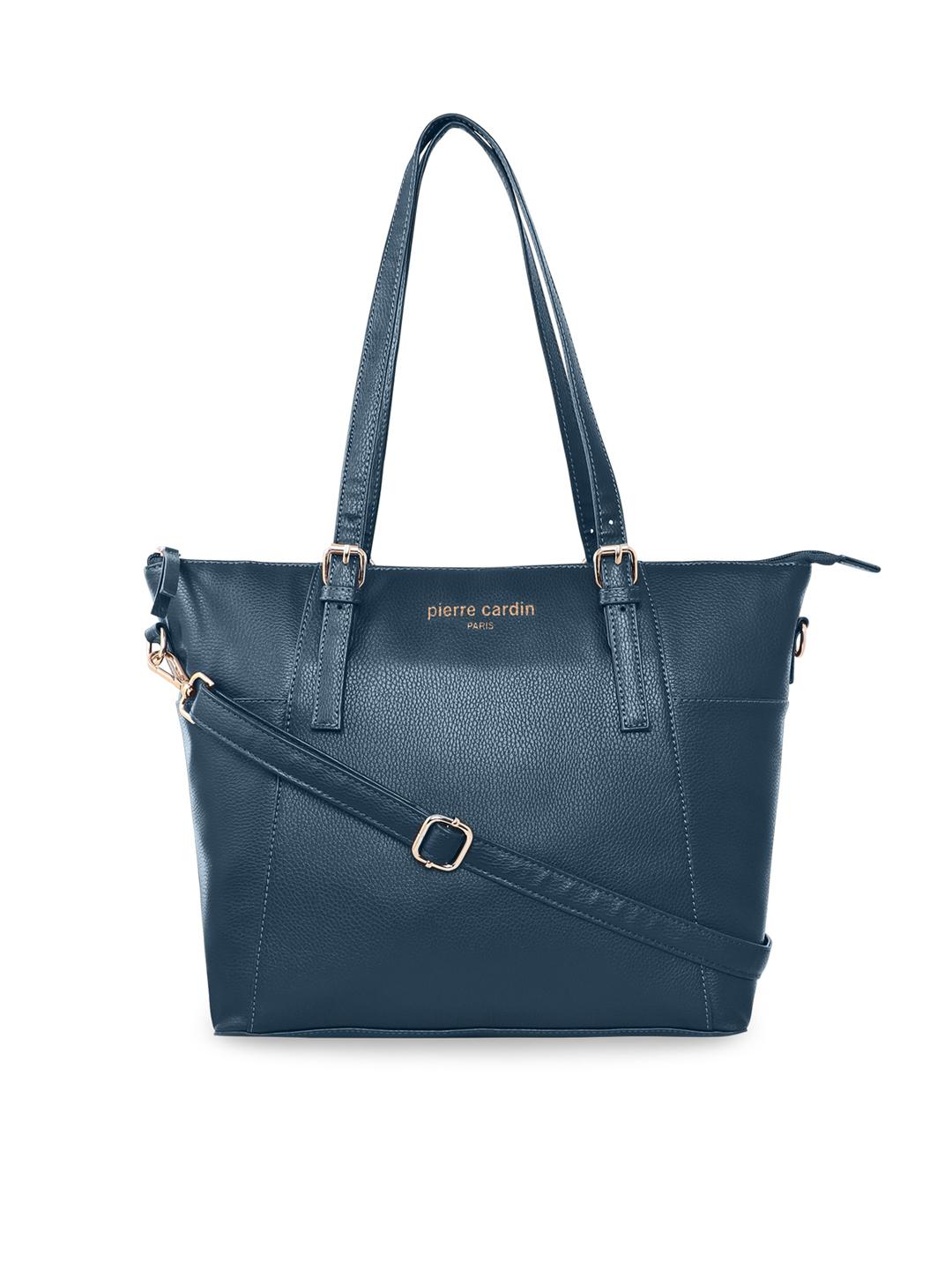 Buy pierre cardin Navy Blue PU Structured Shoulder Bag Handbags