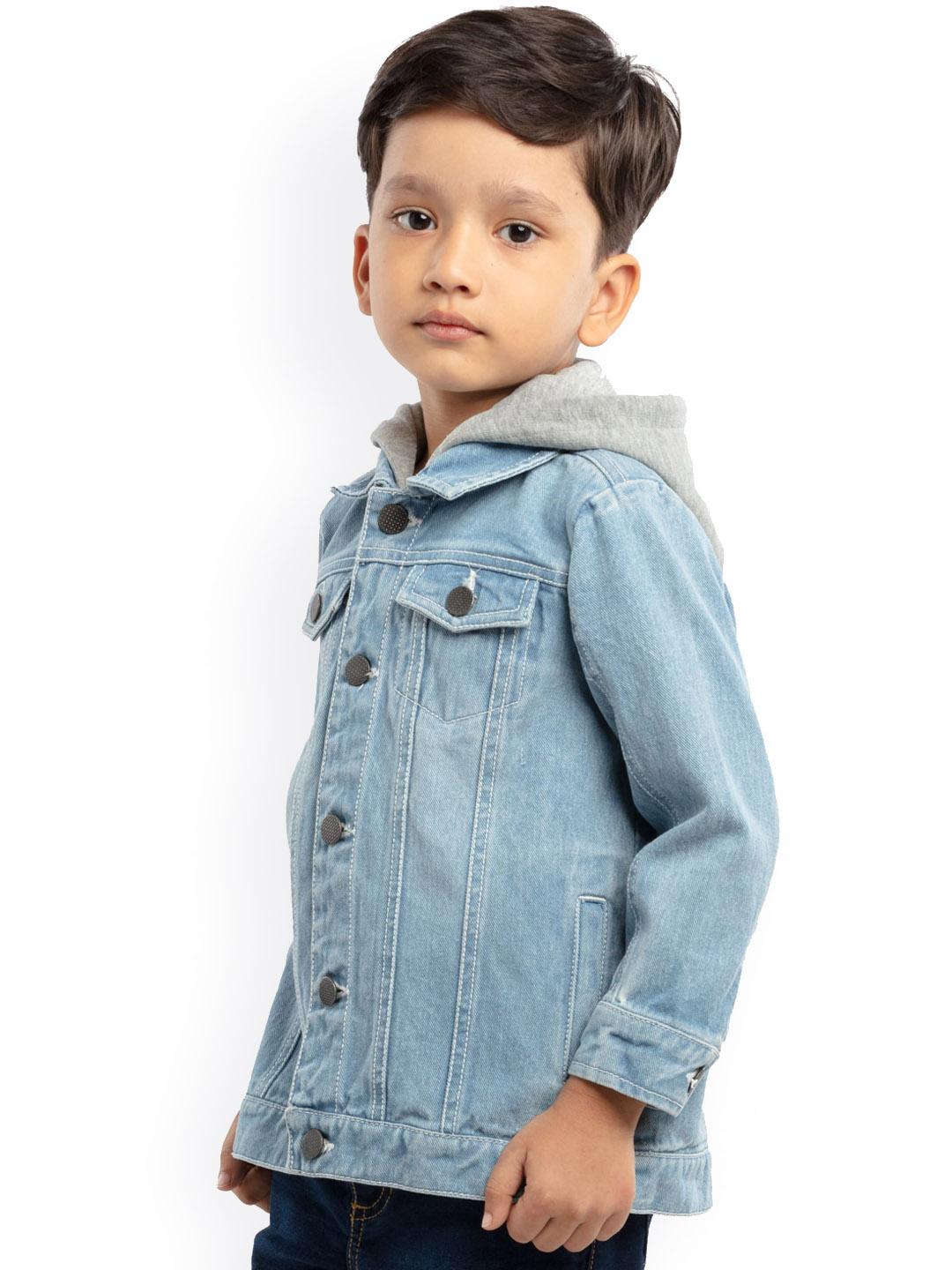 Buy UNDER FOURTEEN ONLY Boys Blue Washed Denim Jacket - Jackets