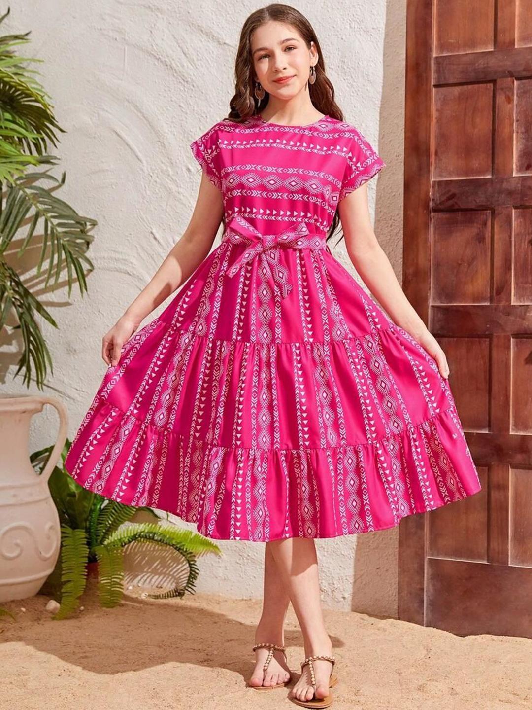 Buy BAESD Floral Print Fit Flare Cotton Midi Dress Dresses for