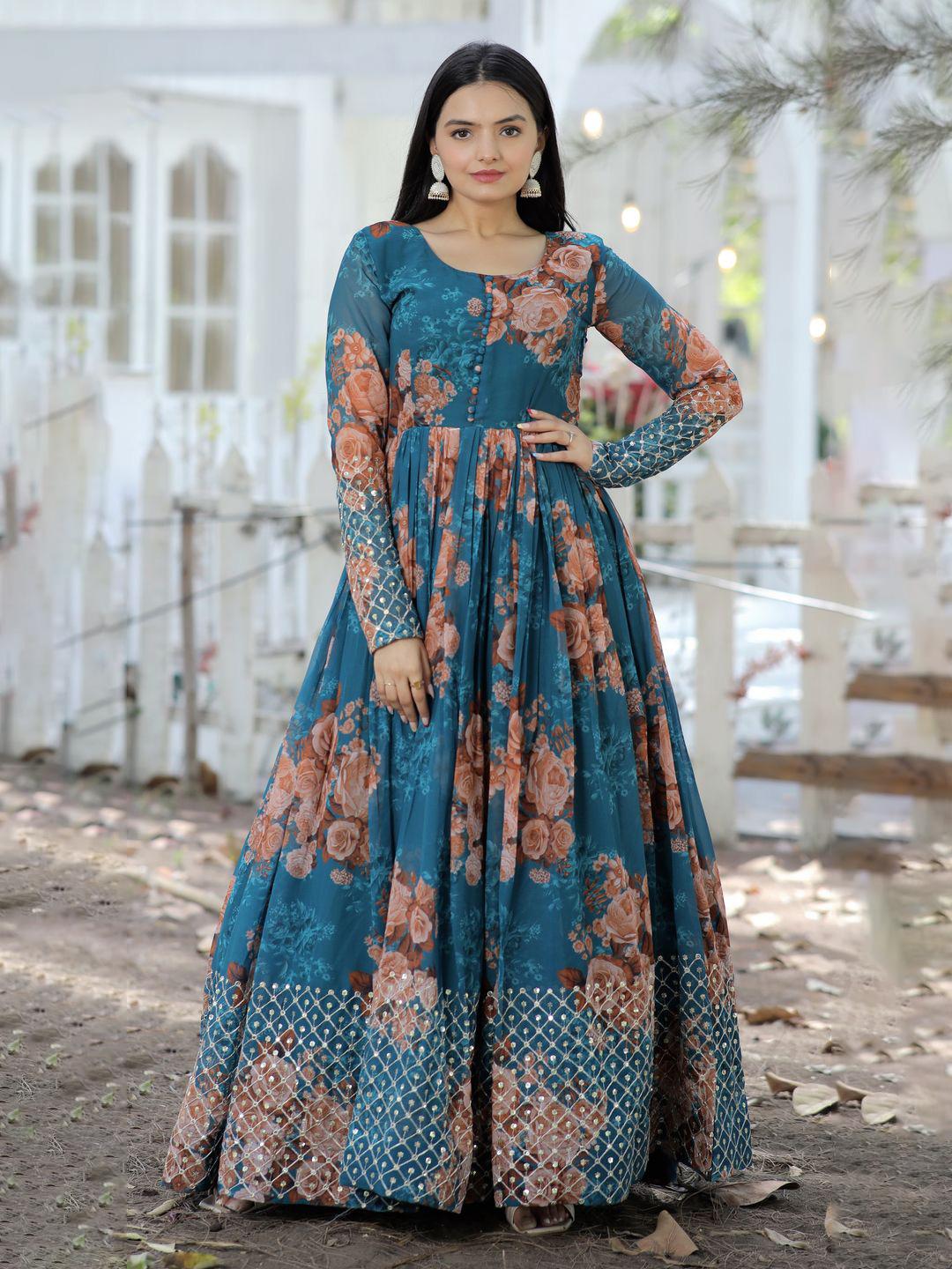 Buy KALINI Women Floral Printed Georgette Fit & Flare Maxi Dress - Dresses for Women 30586969 | Myntra Buy KALINI Women Floral Printed Georgette Fit & Flare Maxi Dress - Dresses for Women 30586969 | Myntra