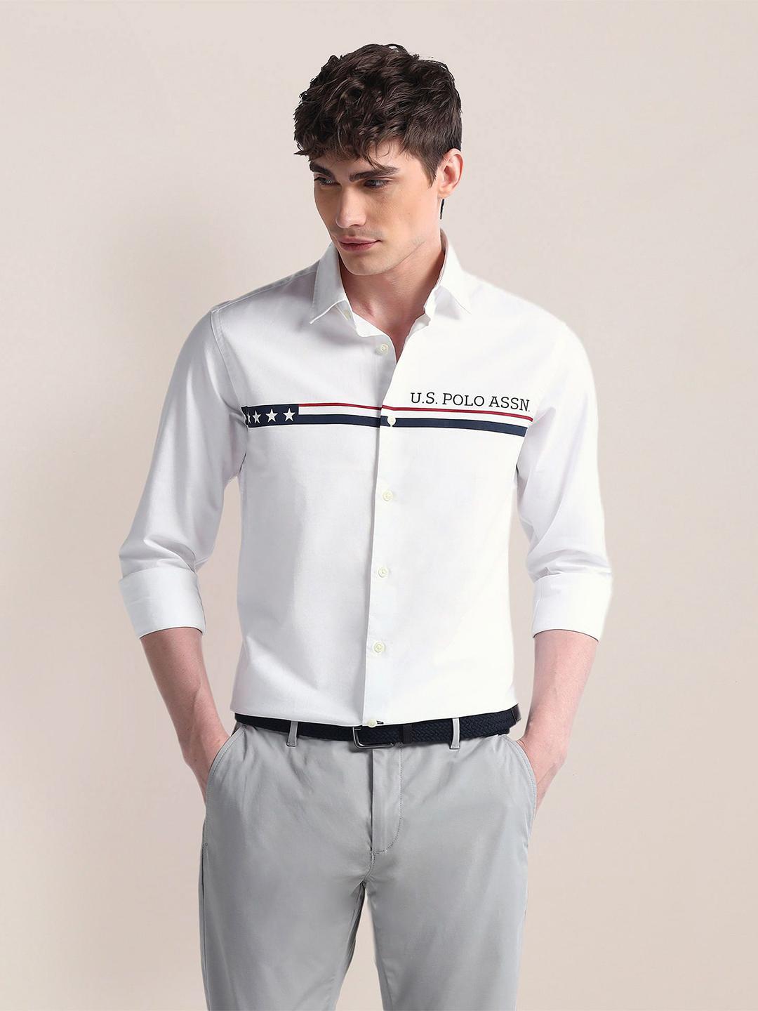 U.S. Polo Assn. Men Classic Spread Collar Cotton Shirt - Image 1