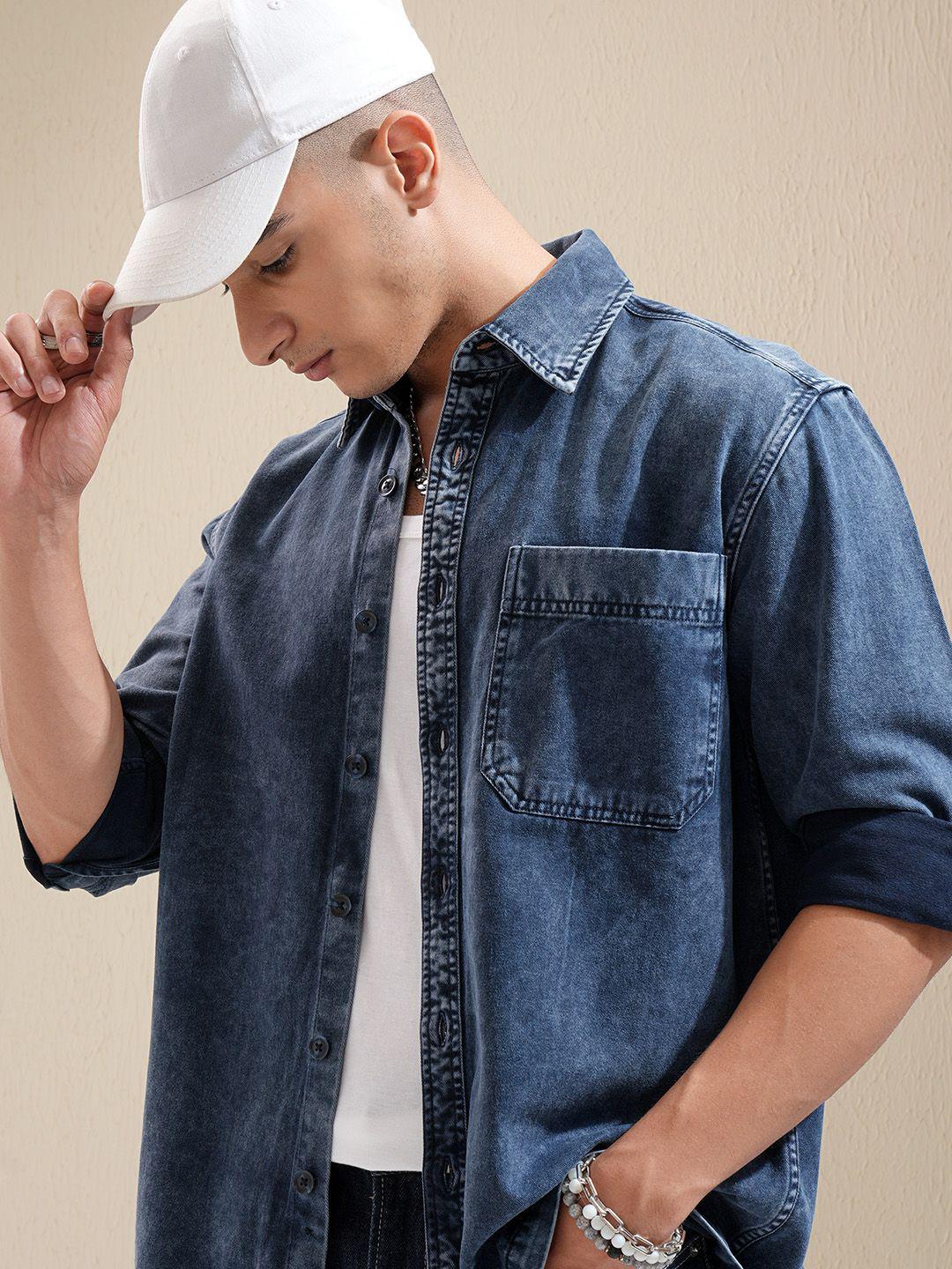 【LOHEN】BIG PATCH POCKET SHIRT Buy HIGHLANDER Men Denim Patch Pocket Oversized Shirt - Shirts for