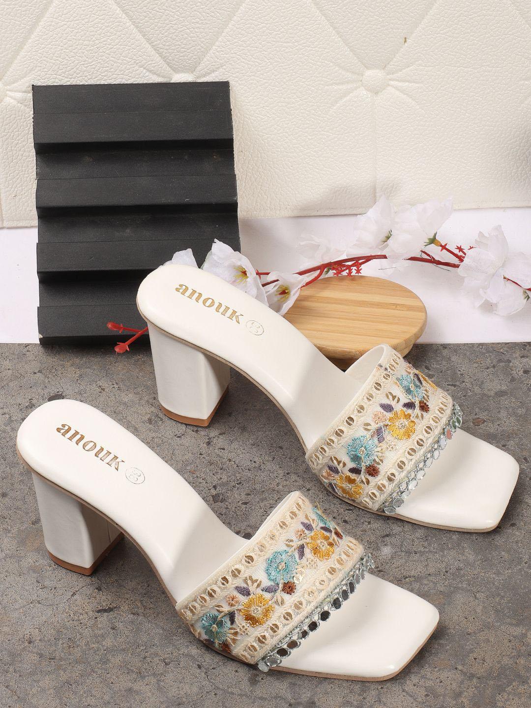 High Heel Open Toe Sandals Low Heel Anouk Women Ethnic Block Heels