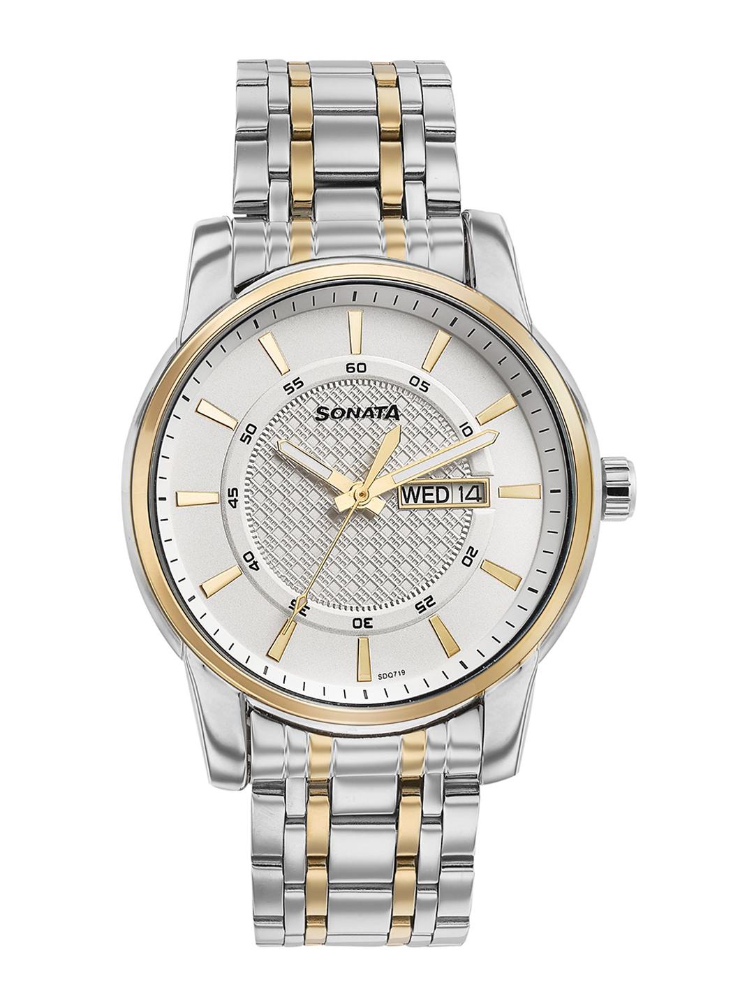 Sonata Quartz Analog White Dial Men's Watch - Nt77141bm01 - Image 1