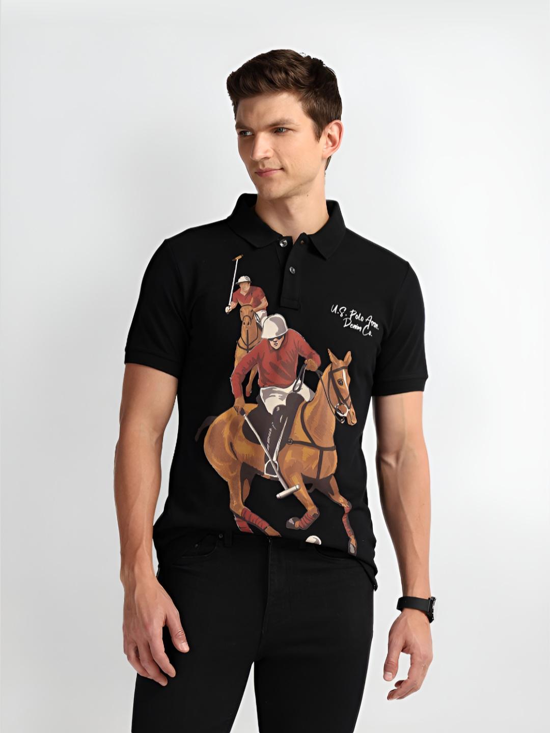 U.S. Polo Assn. Denim Co. U.S. Polo Assn. Men Slim Fit Graphic Polo - Image 1
