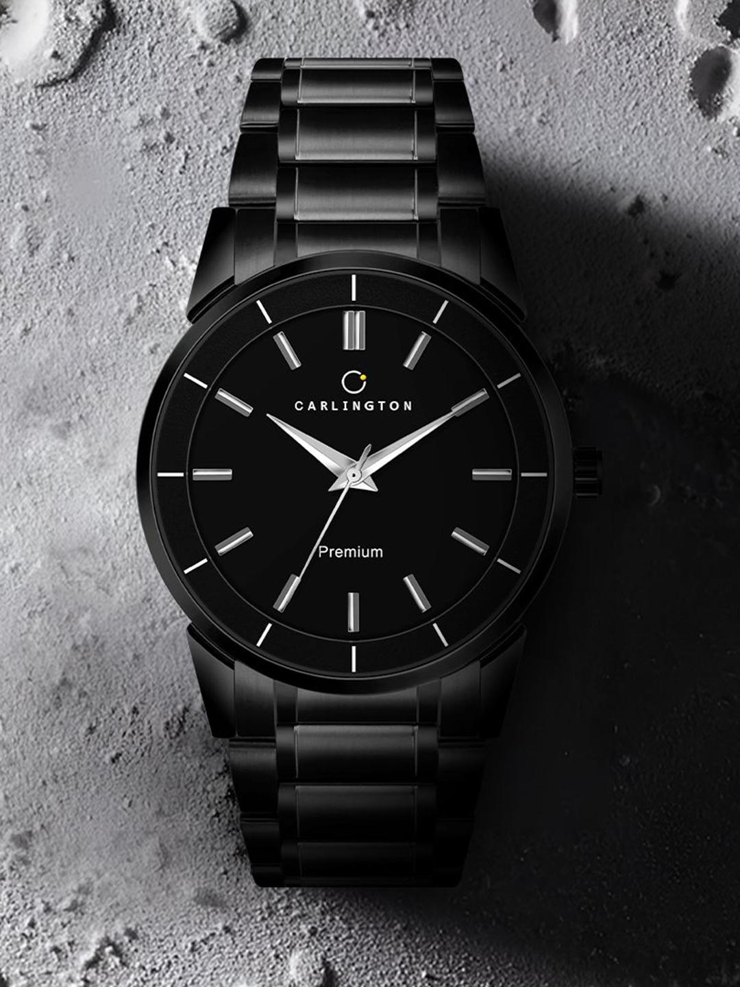 CARLINGTON Men Brass Patterned Dial & Stainless Steel Bracelet Style - Image 1