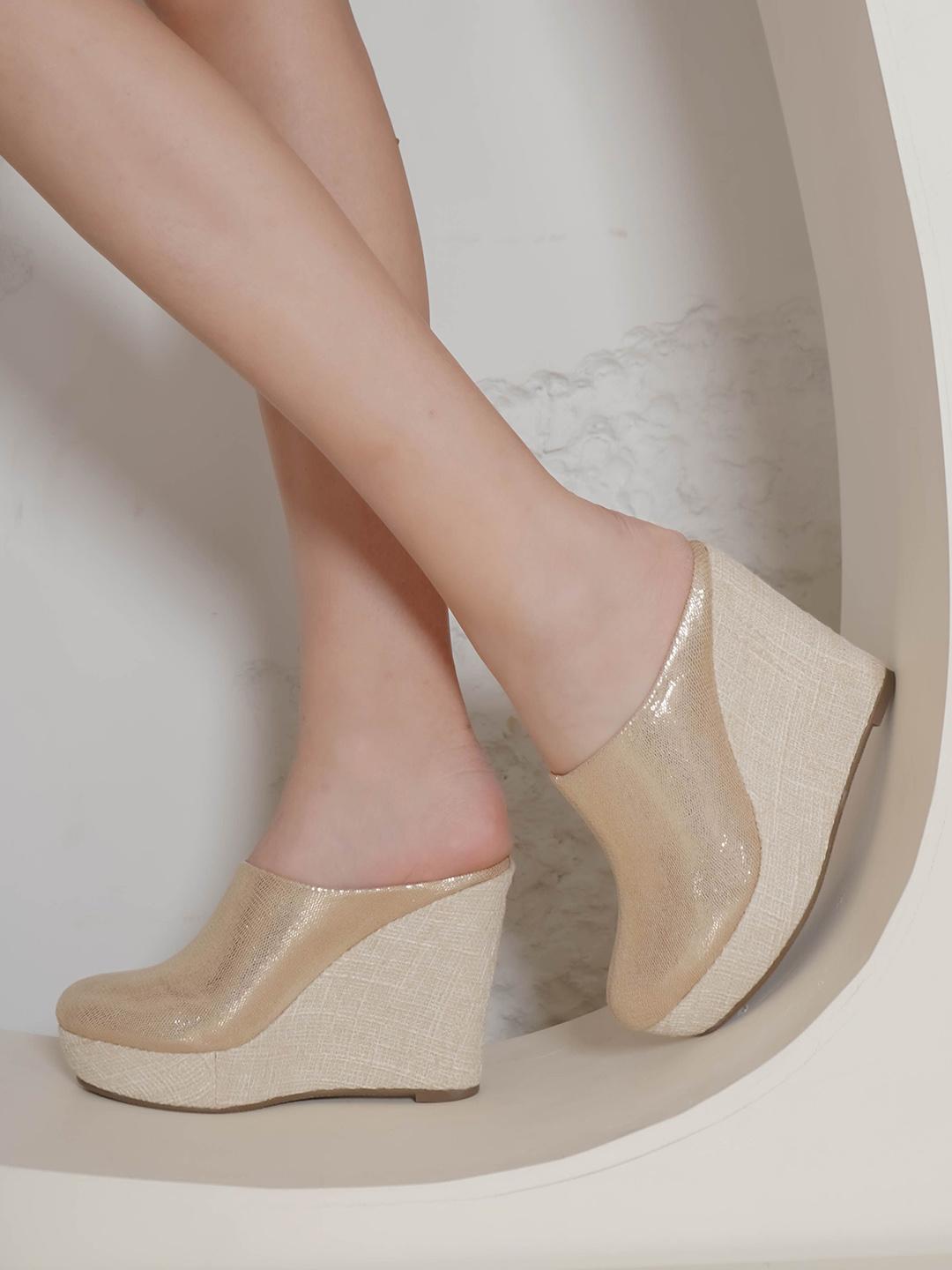 high heel wedge mules